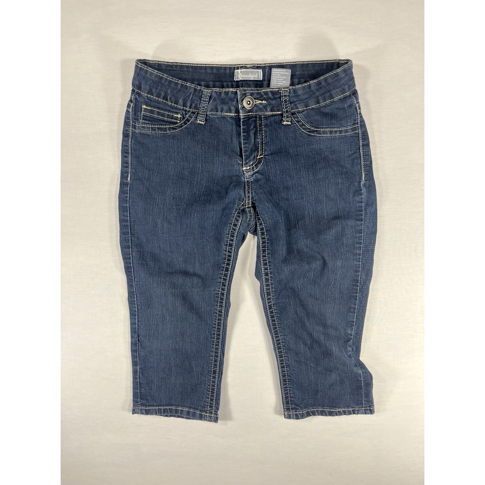 Soundgirl Women's Capri Jeans Size 7 Blue‎ Dark Wash Stretch Denim